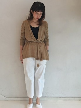 「FRAMeWORK（フレームワーク）のアイテム（カーディガン/ボレロ）」を使った、eripoyoさん（レディース・164cm）の春コーディネート