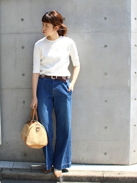 「FRAMeWORK（フレームワーク）のアイテム（パンツ）」を使った、eripoyoさん（レディース・163cm）の春コーディネート