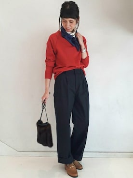 「FRAMeWORK（フレームワーク）のアイテム（パンツ）」を使った、eripoyoさん（レディース・163cm）の秋コーディネート