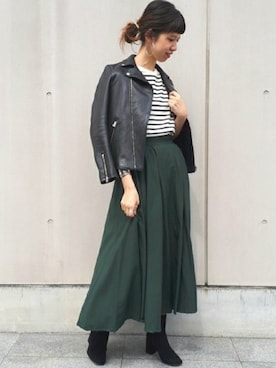 「FRAMeWORK（フレームワーク）のアイテム（スカート）」を使った、eripoyoさん（レディース・163cm）の秋コーディネート