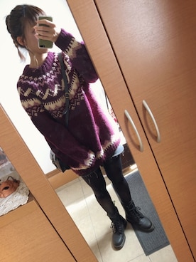 「マーチン風ブーツ」｜ちいぶう 。さん（レディース・157cm）の冬コーディネート