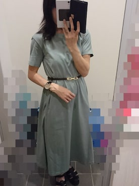 「GU（ジーユー）のアイテム（ワンピース/ドレス、グリーン系）」を使った、アゲハ蝶さん（レディース・152cm）の夏コーディネート