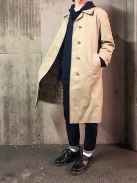 「アイテム（ステンカラーコート）」を使った、たぁくんさん（メンズ・165cm・20代）の冬コーディネート