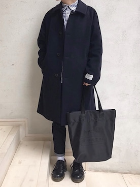 「アイテム（ステンカラーコート）」を使った、たぁくんさん（メンズ・165cm・20代）の冬コーディネート