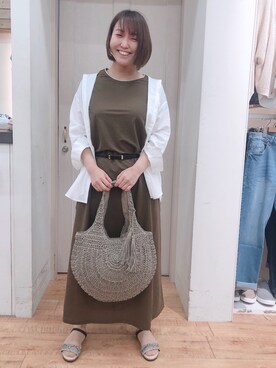 「SHOO・LA・RUE（シューラルー）の◆配色ストラップフラットサンダル（サンダル）」を使った、とろろさん（レディース・153cm）の春コーディネート
