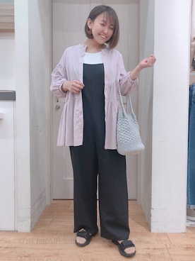 「DRESKIP（ドレスキップ）のアイテム（サロペット/オーバーオール）」を使った、とろろさん（レディース・153cm）の夏コーディネート