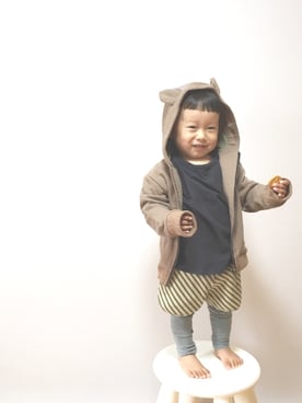「動物モチーフ」｜「アイテム（パーカー）」を使った、naoさん（キッズ・80cm）の春コーディネート