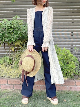 「Heather（ヘザー）のアイテム（サロペット/オーバーオール）」を使った、みさっきーさん（レディース・154cm）の春コーディネート
