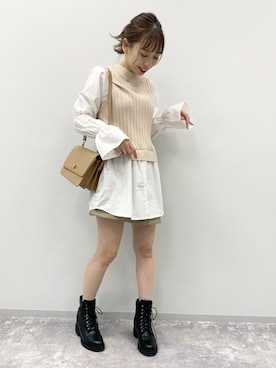 「Heather（ヘザー）のインヒールワークブーツ　894854（ブーツ）」を使った、みさっきーさん（レディース・154cm）の夏コーディネート