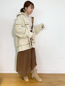 「Heather（ヘザー）のアイテム（ムートンコート）」を使った、みさっきーさん（レディース・154cm）の夏コーディネート