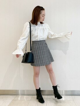 「Heather（ヘザー）のインヒールワークブーツ　894854（ブーツ）」を使った、みさっきーさん（レディース・154cm）の秋コーディネート