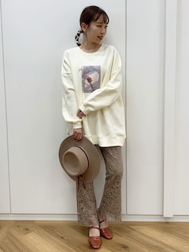 「ラブアンドピース2020」｜「アイテム（帽子）」を使った、みさっきーさん（レディース・154cm）の秋コーディネート