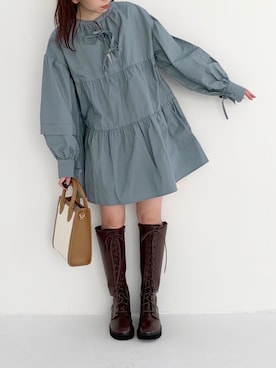 「レースアップシューズ」｜「アイテム（チュニック）」を使った、みさっきーさん（レディース・154cm）の冬コーディネート
