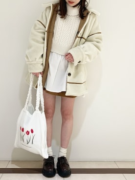 「チュニック」｜「アイテム（ムートンコート）」を使った、みさっきーさん（レディース・154cm）の冬コーディネート