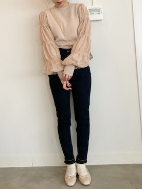 「袖ボリューム」｜「アイテム（バレエシューズ）」を使った、みさっきーさん（レディース・154cm）の冬コーディネート