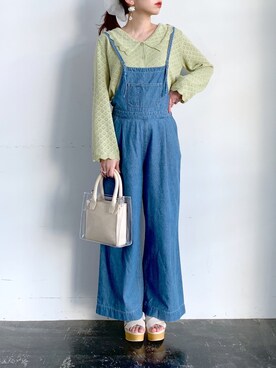 「Heather（ヘザー）のアイテム（オールインワン・サロペット）」を使った、みさっきーさん（レディース・154cm）の冬コーディネート