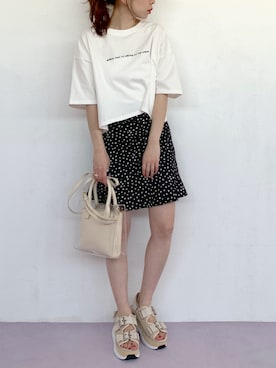 「Heather（ヘザー）のアソートクロップドＴシャツ　948601（Tシャツ/カットソー）」を使った、みさっきーさん（レディース・154cm）の春コーディネート