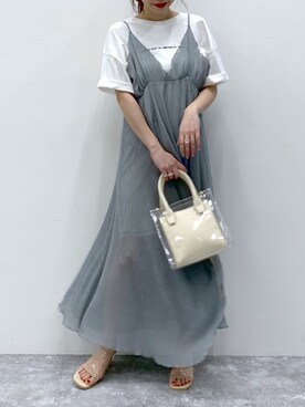 「Heather（ヘザー）のアソートクロップドＴシャツ　948601（Tシャツ/カットソー）」を使った、みさっきーさん（レディース・154cm）の春コーディネート