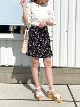 「Heather（ヘザー）のアソートクロップドＴシャツ　948601（Tシャツ/カットソー）」を使った、みさっきーさん（レディース・154cm）の春コーディネート