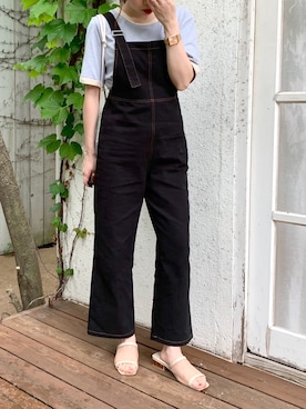 「Heather（ヘザー）のアイテム（オールインワン・サロペット）」を使った、みさっきーさん（レディース・154cm）の春コーディネート