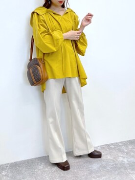 「袖ボリューム」｜「アイテム（スラックス）」を使った、みさっきーさん（レディース・154cm）の夏コーディネート