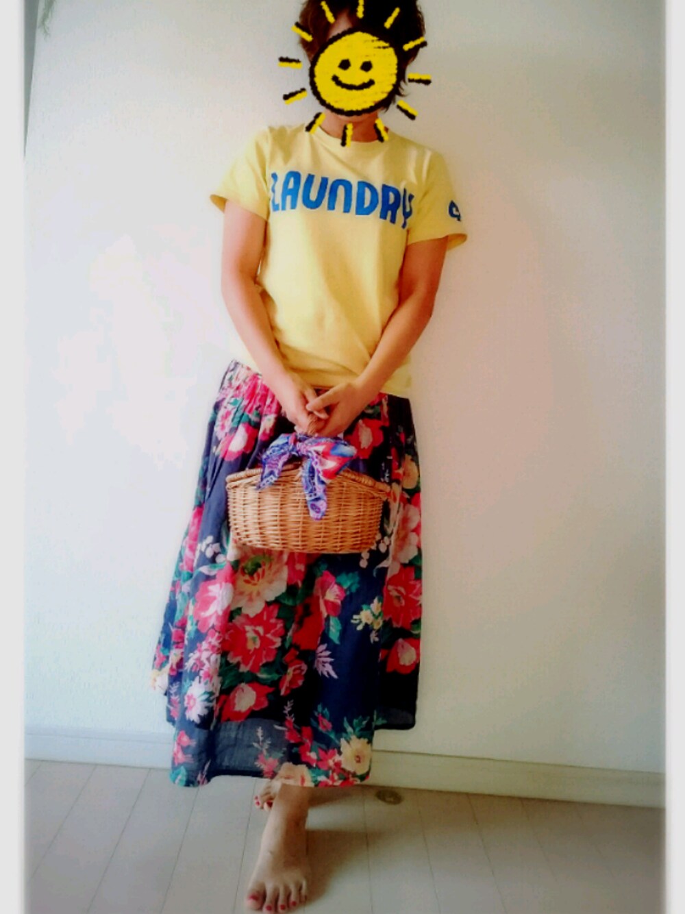 「Laundryのアイテム（Tシャツ/カットソー、イエロー系）」を使った、🌟まぁ☺🌟さん（レディース・149cm）の秋コーディネートの1枚目の写真