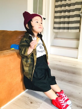 「おんなのこコーデ」｜「アイテム（ニットキャップ/ビーニー）」を使った、cocoharuさん（キッズ・90cm）の冬コーディネート