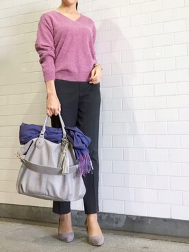 「titivate（ティティベイト）の6cmヒールポインテッドトゥパンプス（パンプス）」を使った、kyoooco♡さん（レディース・162cm）の冬コーディネート
