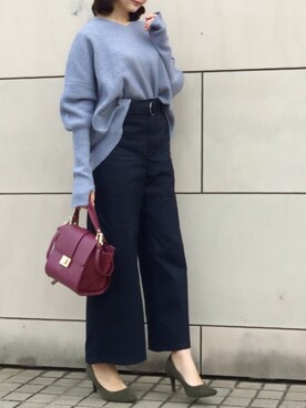 「blue」｜「アイテム（パンプス）」を使った、kyoooco♡さん（レディース・162cm）の冬コーディネート