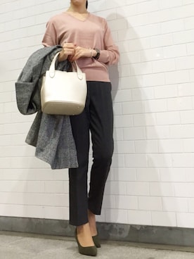 「アンクルパンツ」｜「アイテム（トレンチコート）」を使った、kyoooco♡さん（レディース・162cm）の冬コーディネート