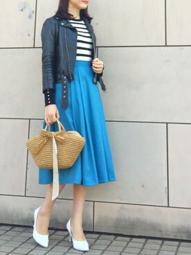「titivate（ティティベイト）の8.5cmヒールポインテッドトゥパンプス（パンプス）」を使った、kyoooco♡さん（レディース・162cm）の春コーディネート