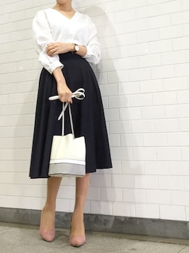 「titivate（ティティベイト）の8.5cmヒールポインテッドトゥパンプス（パンプス）」を使った、kyoooco♡さん（レディース・162cm）の春コーディネート