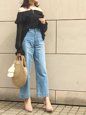 「titivate（ティティベイト）の8.5cmヒールポインテッドトゥパンプス（パンプス）」を使った、kyoooco♡さん（レディース・162cm）の春コーディネート
