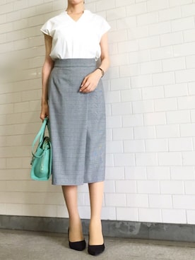 「SESTO（セスト）のストレートシルエットの7cmヒールポインテッドトゥパンプス（パンプス）」を使った、kyoooco♡さん（レディース・162cm）の夏コーディネート