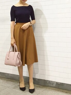 「SESTO（セスト）のストレートシルエットの7cmヒールポインテッドトゥパンプス（パンプス）」を使った、kyoooco♡さん（レディース・162cm）の秋コーディネート