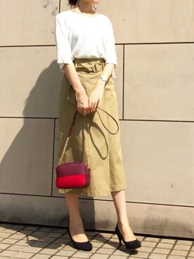 「SESTO（セスト）のストレートシルエットの7cmヒールポインテッドトゥパンプス（パンプス）」を使った、kyoooco♡さん（レディース・162cm）の秋コーディネート