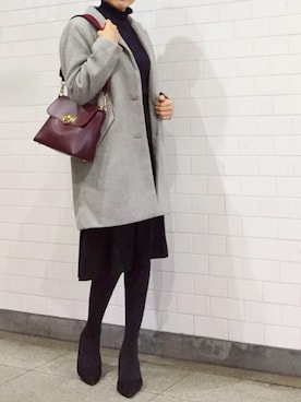 「SESTO（セスト）のストレートシルエットの7cmヒールポインテッドトゥパンプス（パンプス）」を使った、kyoooco♡さん（レディース・162cm）の冬コーディネート
