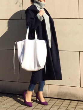 「SESTO（セスト）のストレートシルエットの7cmヒールポインテッドトゥパンプス（パンプス）」を使った、kyoooco♡さん（レディース・162cm）の冬コーディネート