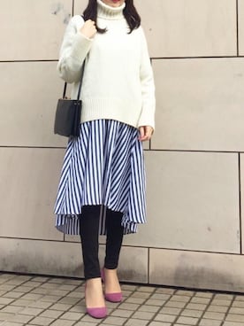 「UNIQLO（ユニクロ）のWOMEN ウルトラストレッチジーンズ（デニムパンツ）」を使った、kyoooco♡さん（レディース・162cm）の冬コーディネート