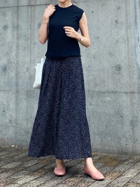 「VASIC（ヴァジック）のアイテム（トートバッグ）」を使った、kyoooco♡さん（レディース・162cm）の夏コーディネート