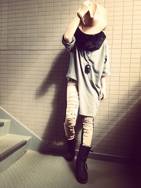 「アイテム（福袋/福箱、ブラック系）」を使った、L×Mさん（レディース・167cm）の冬コーディネート