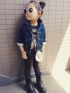 「OSHKOSH（オシュコシュ）のアイテム（ブーツ）」を使った、L×Mさん（キッズ・90cm）の春コーディネート
