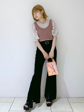「PAGEBOY（ページボーイ）のリングベルト（ベルト）」を使った、ひよりんさん（レディース・154cm）の春コーディネート