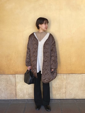 「キルティングコート」｜こなつさん（レディース・155cm）の冬コーディネート
