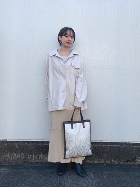「Kastane」｜「アイテム（カバーオール）」を使った、こなつさん（レディース・155cm）の冬コーディネート
