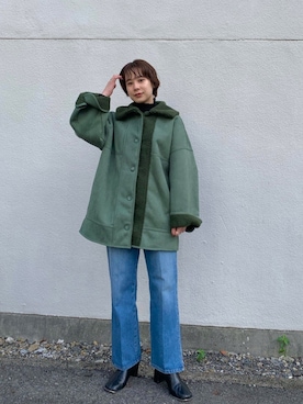 「Kastane（カスタネ）のアイテム（ムートンコート）」を使った、こなつさん（レディース・155cm）の秋コーディネート