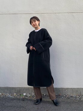 「Kastane（カスタネ）のアイテム（ムートンコート）」を使った、こなつさん（レディース・155cm）の冬コーディネート