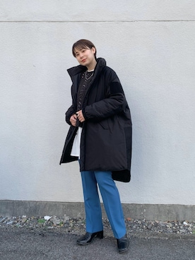 「透かし編みニット」｜「アイテム（その他アウター）」を使った、こなつさん（レディース・155cm）の冬コーディネート
