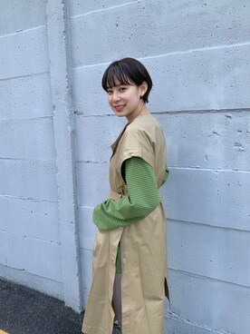 「Kastane（カスタネ）のアイテム（トレンチコート）」を使った、こなつさん（レディース・155cm）の冬コーディネート