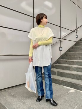「シアーハイネック」｜こなつさん（レディース・155cm）の春コーディネート